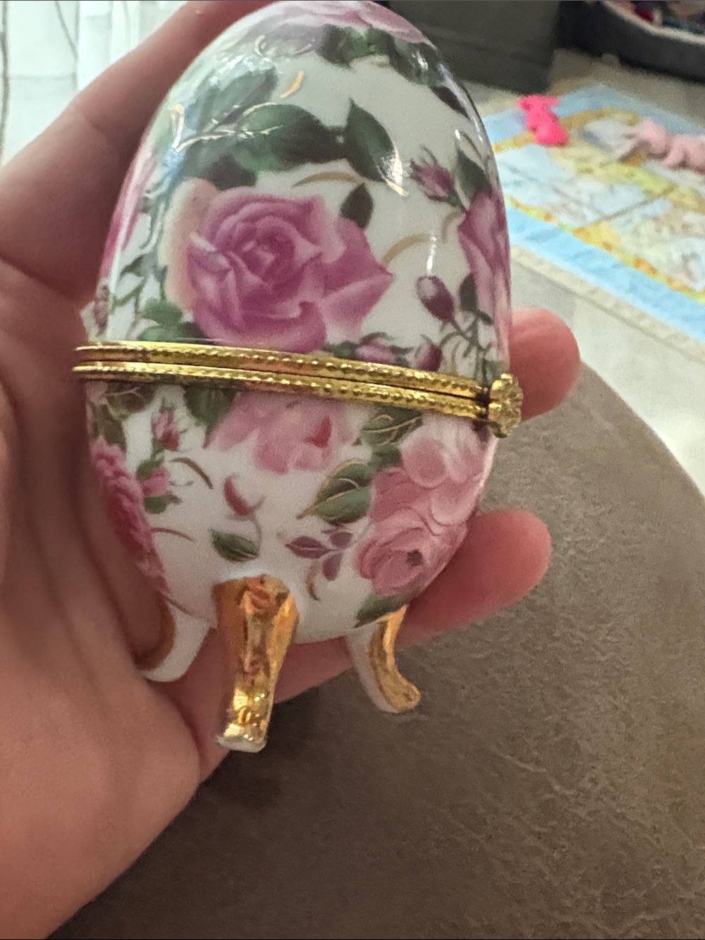 Vintage Footed Egg Trinket Box